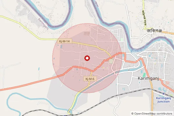Map showing approximate area covered by Pincode 788713 — Barkatpur B.O, Karimganj
