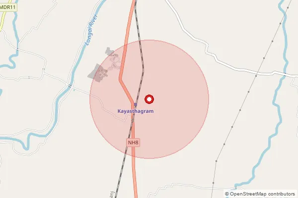 Map showing approximate area covered by Pincode 788719 — Mullaganj Bazar B.O, Karimganj