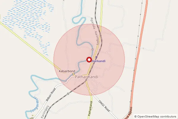 Map showing approximate area covered by Pincode 788724 — Pathar Kandi Bazar B.O, Karimganj