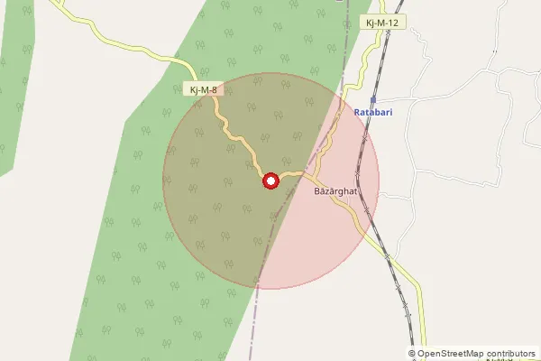 Map showing approximate area covered by Pincode 788733 — Bazarghat B.O, Karimganj