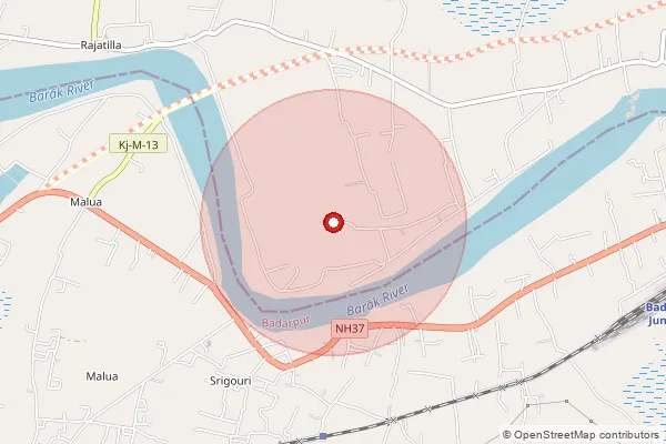 Map showing approximate area covered by Pincode 788803 — Badarpurghat S.O, Karimganj