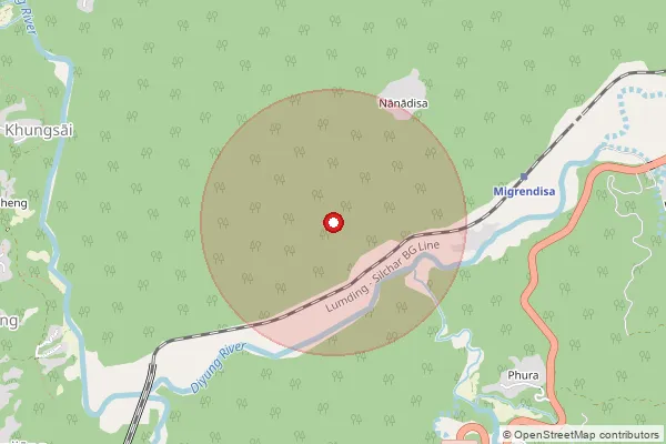 Map showing approximate area covered by Pincode 788818 — Bandarkhal B.O, Dima Hasao