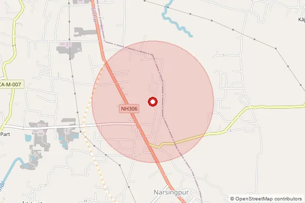 Map showing approximate area covered by Pincode 788819 — Kanabasti B.O, Dima Hasao