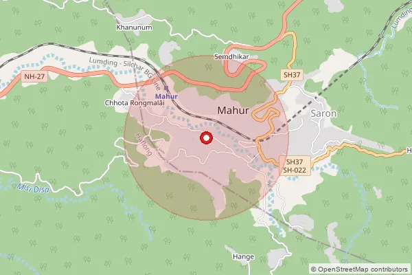 Map showing approximate area covered by Pincode 788830 — Kholjang B.O, Dima Hasao