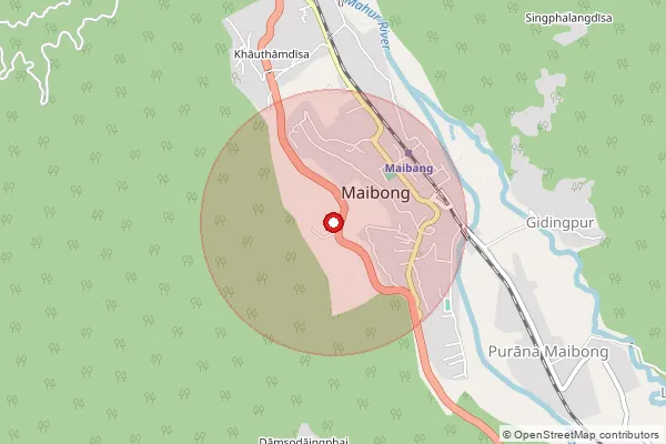 Map showing approximate area covered by Pincode 788831 — Khejurbond B.O, Dima Hasao