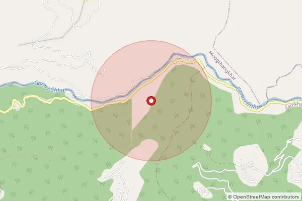 Map showing approximate area covered by Pincode 790105 — Lhou B.O, Tawang