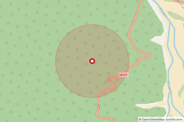 Map showing approximate area covered by Pincode 791104 — Silluk B.O, East Siang