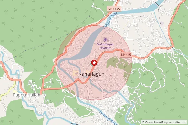 Map showing approximate area covered by Pincode 791110 — Naharlagun S.O, Papum Pare