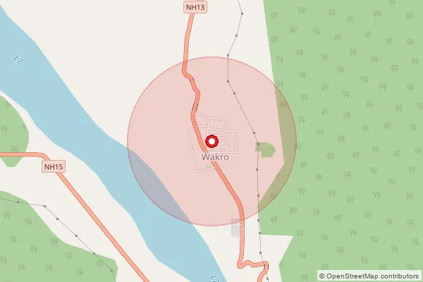 Map showing approximate area covered by Pincode 792102 — Chowkham S.O, Namsai