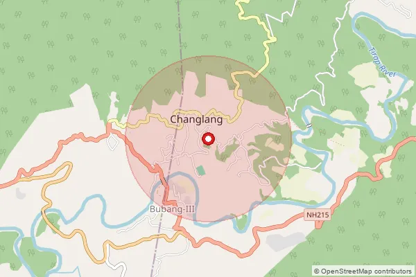 Map showing approximate area covered by Pincode 792121 — Jairampur S.O (Changlang), Changlang