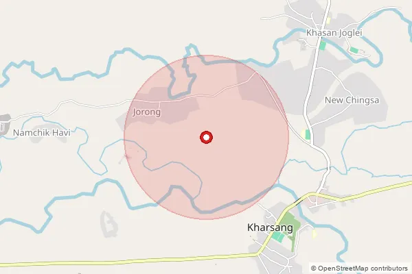 Map showing approximate area covered by Pincode 792122 — Deban B.O, Changlang