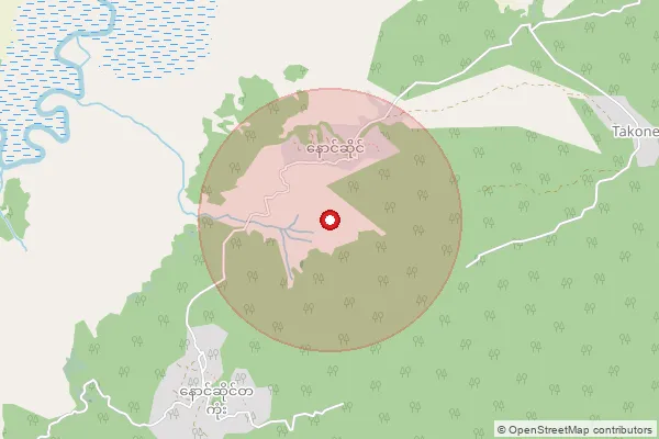 Map showing approximate area covered by Pincode 792123 — Sangwal Khamlang, Changlang