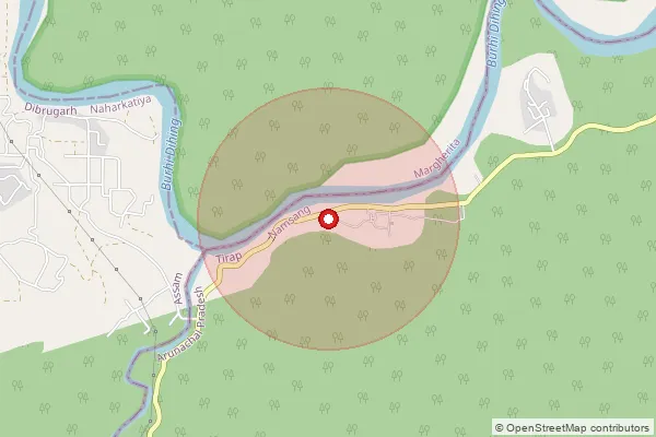 Map showing approximate area covered by Pincode 792129 — Hukanjuri B.O, Tirap