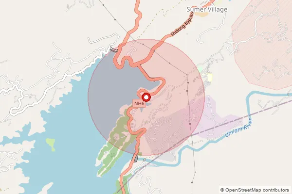 Map showing approximate area covered by Pincode 793105 — Mawpyrhut, Ri Bhoi