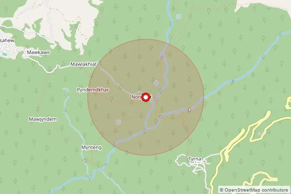 Map showing approximate area covered by Pincode 793112 — Nongriat, East Khasi Hills