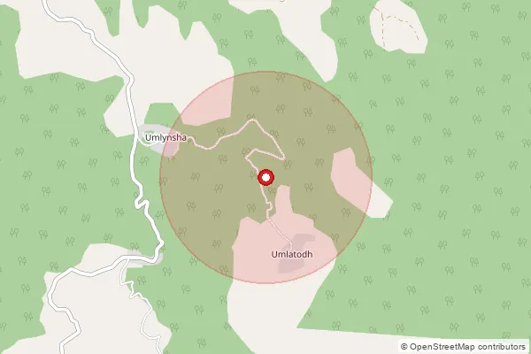 Map showing approximate area covered by Pincode 793160 — Musniang B.O, East Jaintia Hills