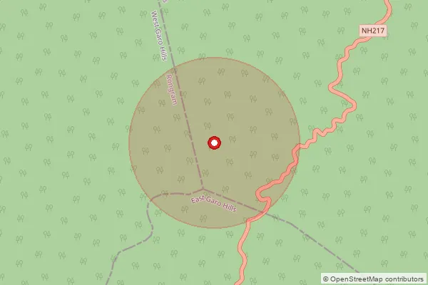 Map showing approximate area covered by Pincode 794002 — Dajongpara B.O, West Garo Hills