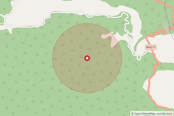 Map showing approximate area covered by Pincode 794102 — Mendikgiri B.O, South Garo Hills