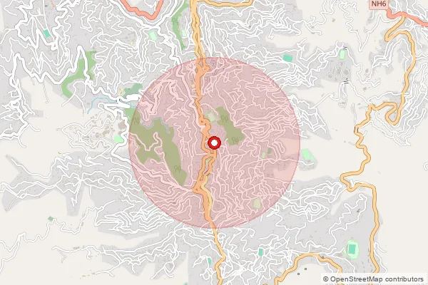 Map showing approximate area covered by Pincode 796001 — Aizawl H.O, Aizawl