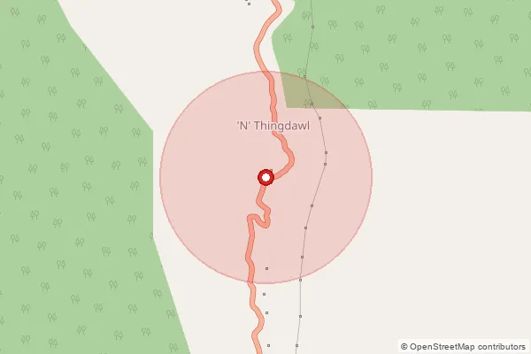 Map showing approximate area covered by Pincode 796081 — Thingdawl B.O, Kolasib
