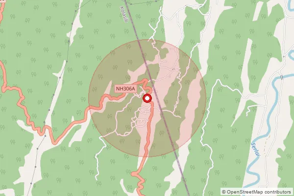 Map showing approximate area covered by Pincode 796101 — Saiphai B.O, Kolasib