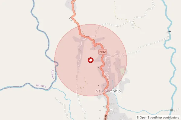 Map showing approximate area covered by Pincode 796370 — Lungdar S.O, Serchhip