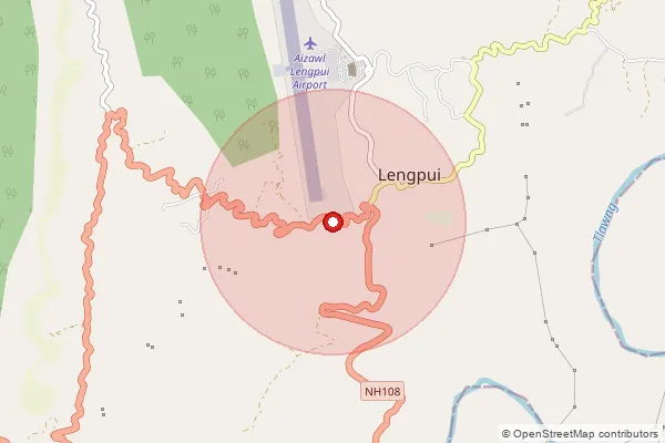 Map showing approximate area covered by Pincode 796431 — Phuldungsei B.O, Mamit