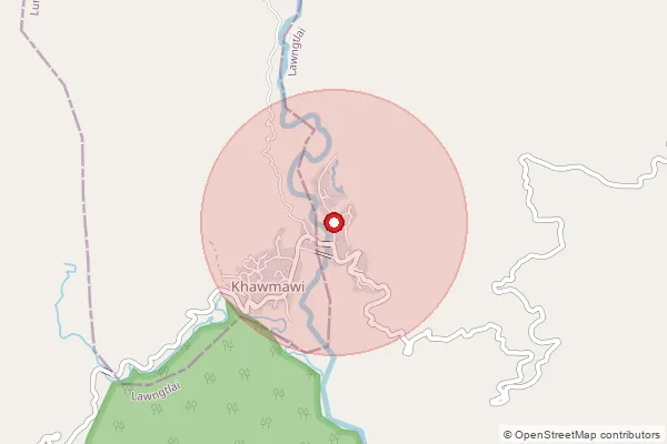Map showing approximate area covered by Pincode 796891 — Balhlakawn B.O, Lawngtlai