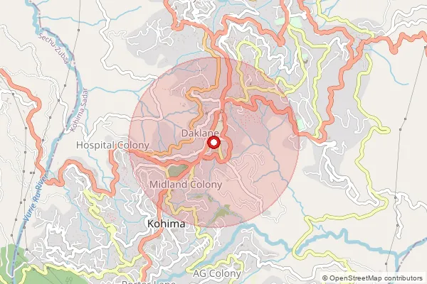 Map showing approximate area covered by Pincode 797002 — Khonoma B.O, Kohima