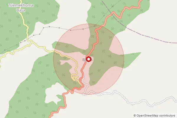 Map showing approximate area covered by Pincode 797105 — Phekerkriema, Kohima