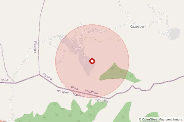 Map showing approximate area covered by Pincode 797107 — Kikruma B.O, Phek