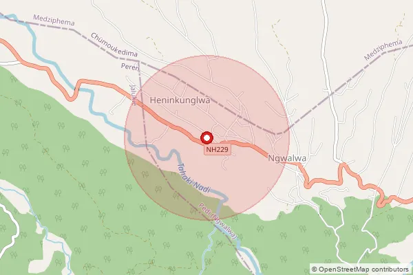 Map showing approximate area covered by Pincode 797112 — Hening Kunglwa B.O, Peren
