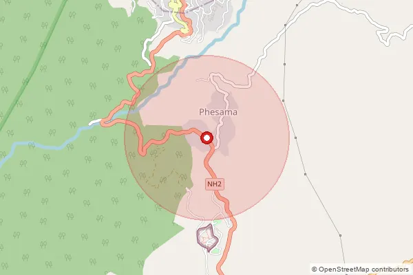 Map showing approximate area covered by Pincode 797120 — Zubza B.O, Kohima