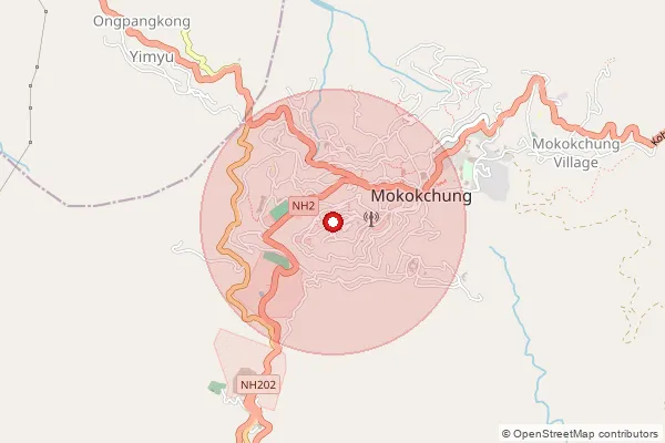 Map showing approximate area covered by Pincode 798604 — Khari B.O, Mokokchung