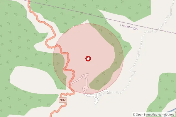 Map showing approximate area covered by Pincode 798613 — Chantongia S.O, Mokokchung