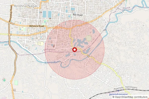 Map showing approximate area covered by Pincode 799004 — Agartala College S.O, West Tripura