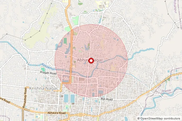 Map showing approximate area covered by Pincode 799005 — Abhoynagar S.O, West Tripura