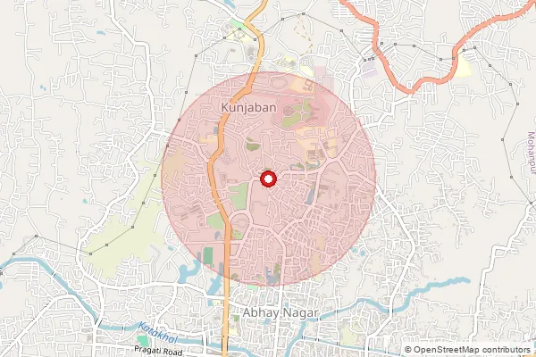 Map showing approximate area covered by Pincode 799006 — Kunjaban S.O, West Tripura