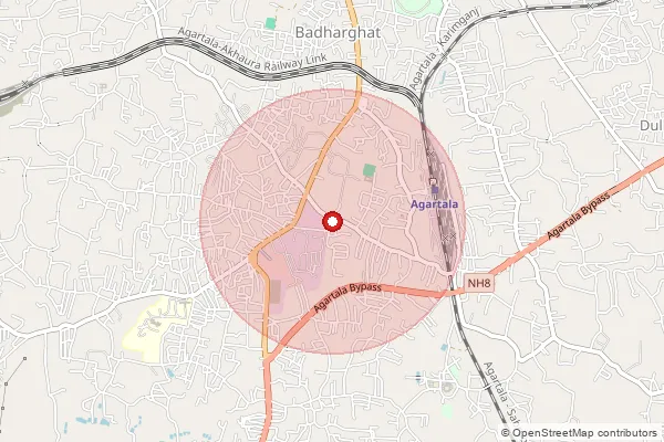Map showing approximate area covered by Pincode 799014 — Agartala Ongc S.O, West Tripura