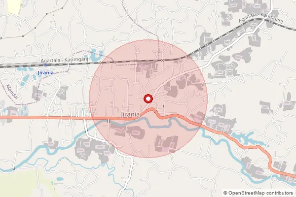 Map showing approximate area covered by Pincode 799045 — Birendranagar S.O, West Tripura
