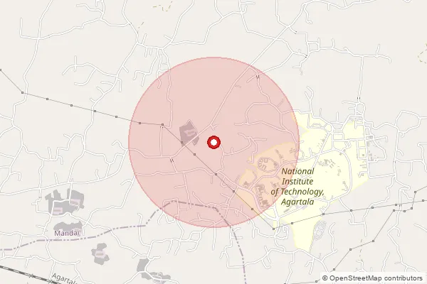 Map showing approximate area covered by Pincode 799046 — Nit Agartala S.O, West Tripura