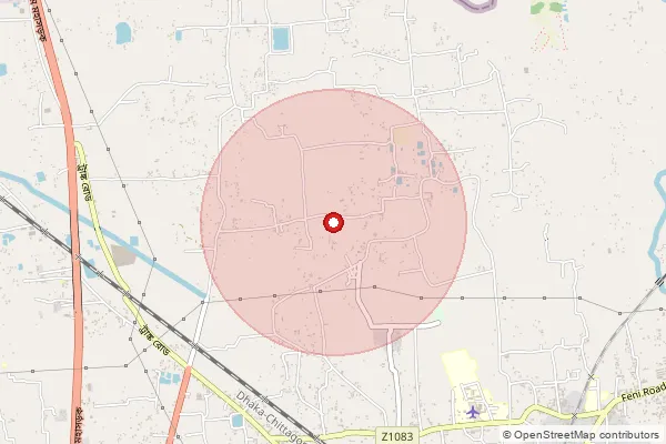 Map showing approximate area covered by Pincode 799143 — Manubazar S.O, South Tripura