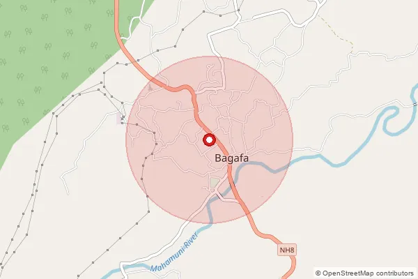 Map showing approximate area covered by Pincode 799144 — Santirbazar S.O, South Tripura