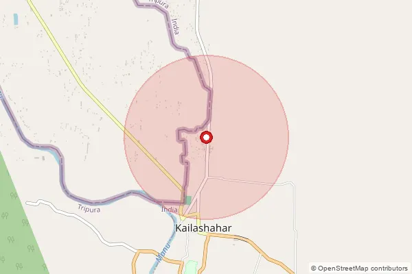 Map showing approximate area covered by Pincode 799277 — Kailashahar S.O, Unakoti