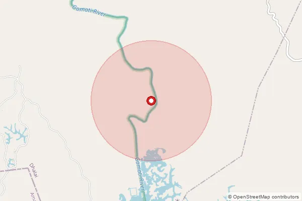 Map showing approximate area covered by Pincode 799284 — Purba Kalyansingpara B.O, Dhalai