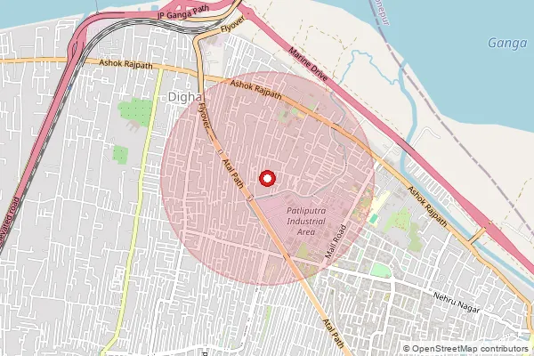 பின்கோடு 800011 — Dighaghat Sub Office, Patna ஆல் உள்ளடக்கப்பட்ட தோராயமான பகுதியைக் காட்டும் வரைபடம்