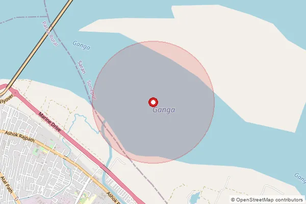 Map showing approximate area covered by Pincode 800036 — Bairia So, Na