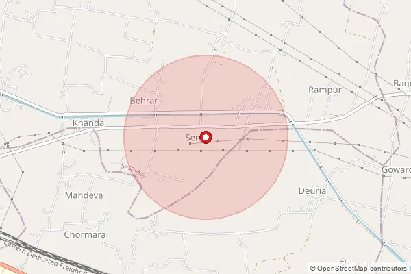பின்கோடு 802215 — Kharari Branch Office, Rohtas ஆல் உள்ளடக்கப்பட்ட தோராயமான பகுதியைக் காட்டும் வரைபடம்