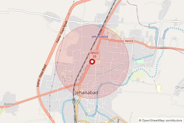 পিনকোড 804408 — Jehanabad Head Office, Jehanabad দ্বারা আচ্ছাদিত আনুমানিক এলাকা দেখানো মানচিত্র