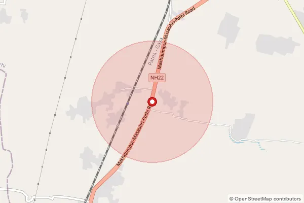 Map showing approximate area covered by Pincode 804454 — Tineri Bo, Na